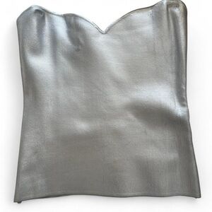 ZARA Silver Metallic Strapless Corset Top NWT